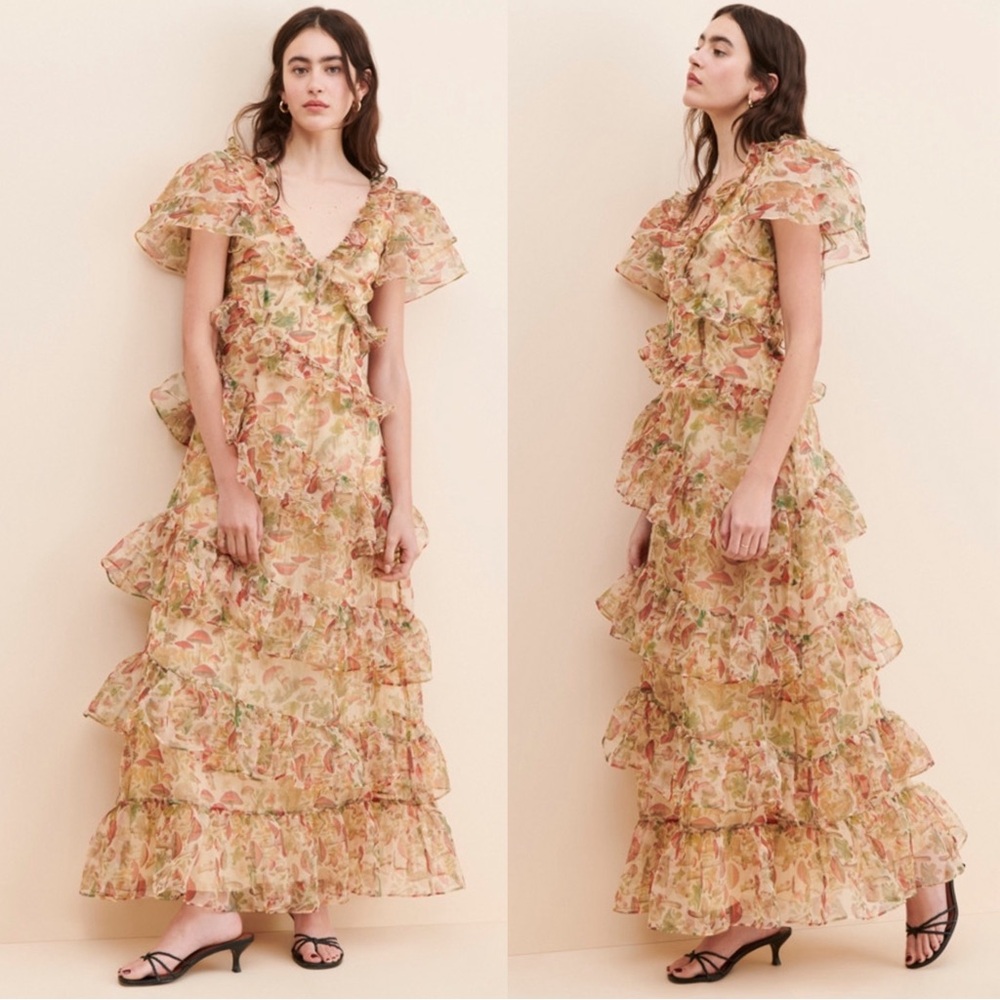 Selkie Elfin Mushroom Tiered Ruffle Gown